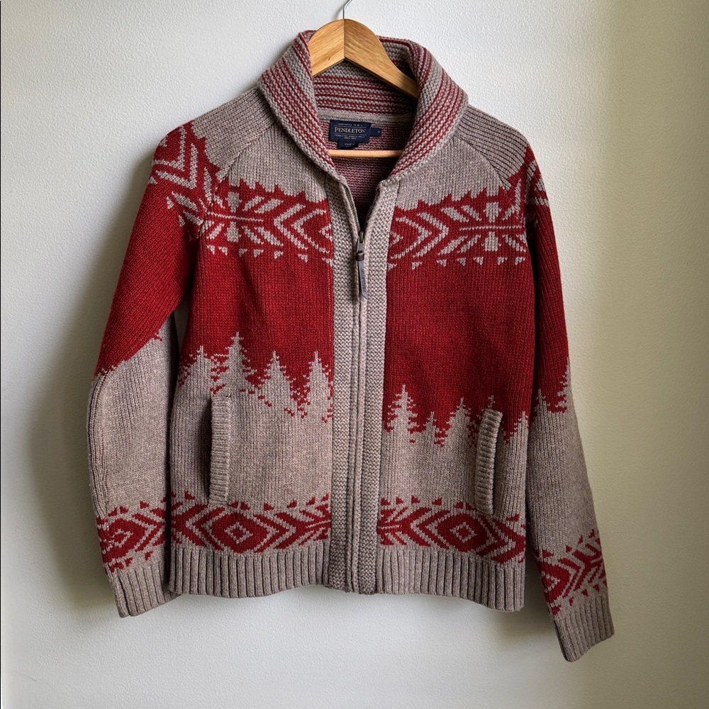 Pendleton Red and Beige Knit Sweater